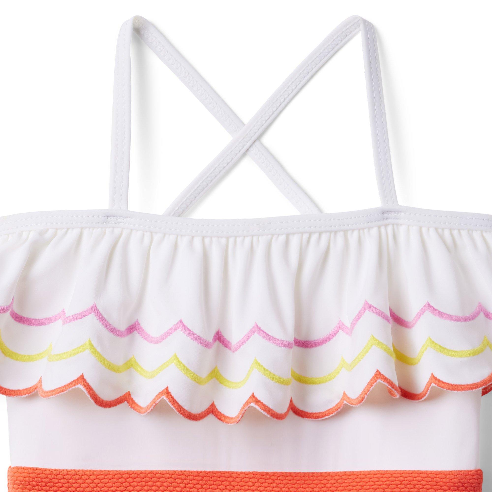 Embroidered Ruffle Colorblocked Swimsuit image number 2